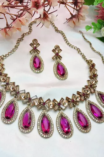 Purple designer premium festive wear necklace set