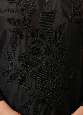 Black premium chinon beads work kurta palazzo set with border tassel dupatta 4