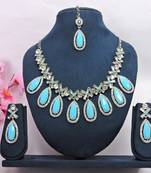 Turquoise designer premium festive wear necklace set
