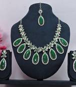 Green designer premium festive wear necklace set