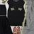 Black faux georgette embroidered palazzo suit set with soft net dupatta