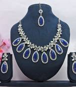 Blue designer premium festive wear necklace set