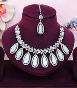 White designer premium festive wear necklace set