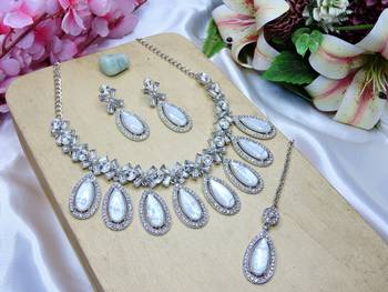 White designer premium festive wear necklace set 2