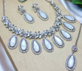 White designer premium festive wear necklace set 3
