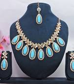 Turquoise designer premium festive wear necklace set