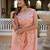 Peach georgette embroidered palazzo set with dupatta
