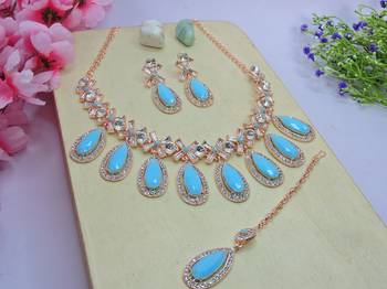 Turquoise designer premium festive wear necklace set 2