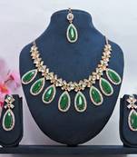 Green designer premium festive wear necklace set