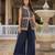 Navy blue georgette embroidered palazzo set with dupatta