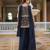Navy blue georgette embroidered palazzo set with dupatta