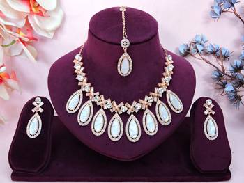 Silver designer premium festive wear necklace set 1