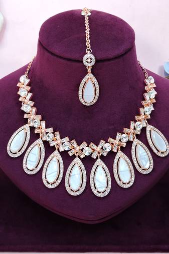 Silver designer premium festive wear necklace set
