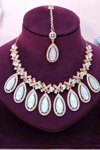 Silver designer premium festive wear necklace set