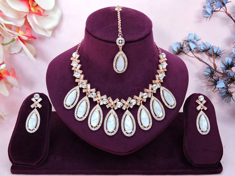 Silver designer premium festive wear necklace set