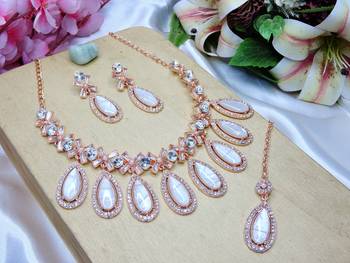 Silver designer premium festive wear necklace set 2