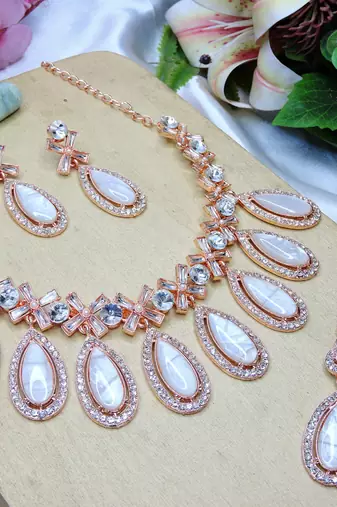 Silver designer premium festive wear necklace set