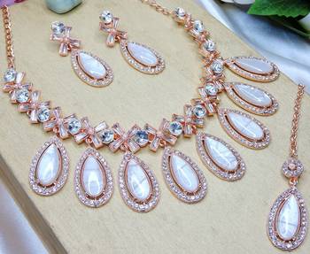 Silver designer premium festive wear necklace set 3