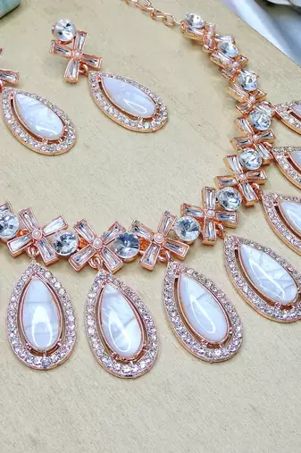 Silver designer premium festive wear necklace set