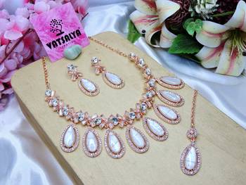Silver designer premium festive wear necklace set 4