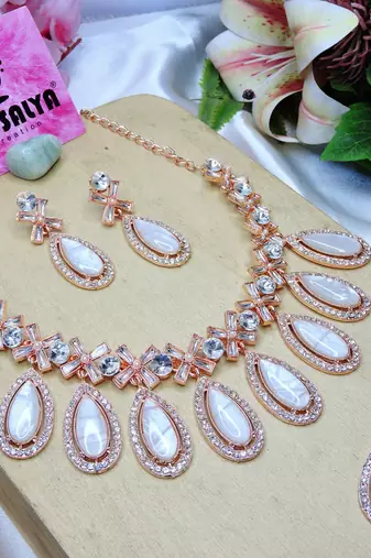 Silver designer premium festive wear necklace set