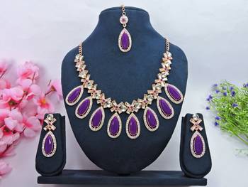 Purple designer premium festive wear necklace set 1
