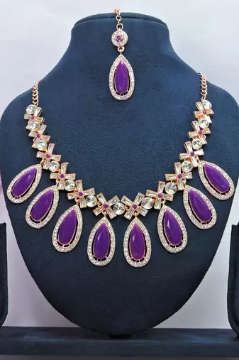 Purple designer premium festive wear necklace set