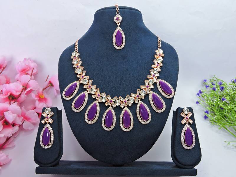 Purple designer premium festive wear necklace set