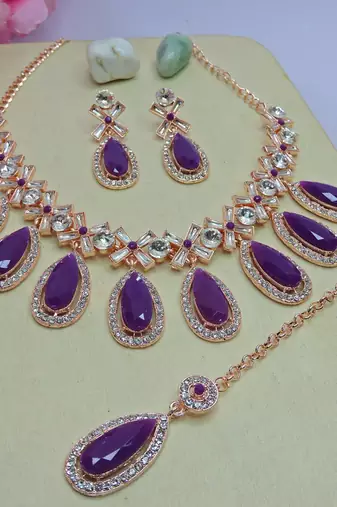 Purple designer premium festive wear necklace set