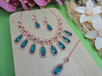 Turquoise designer premium festive wear necklace set 2