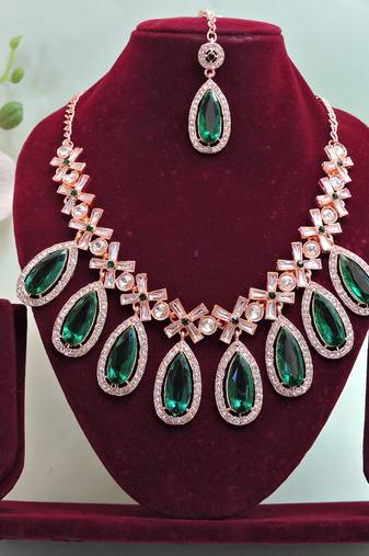 Turquoise designer premium festive wear necklace set