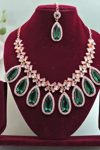 Turquoise designer premium festive wear necklace set