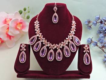 Purple designer premium festive wear necklace set 1