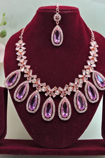 Purple designer premium festive wear necklace set