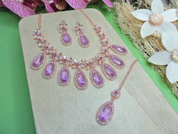 Purple designer premium festive wear necklace set 2