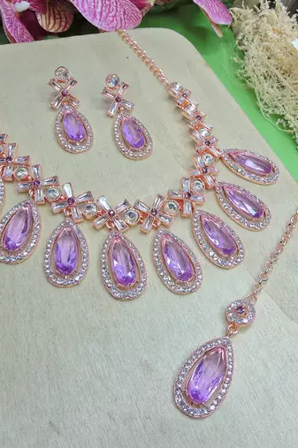 Purple designer premium festive wear necklace set