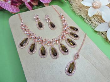 Green designer premium festive wear necklace set 2