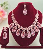 Pink designer premium festive wear necklace set