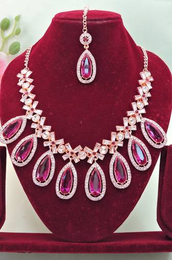 Purple designer premium festive wear necklace set