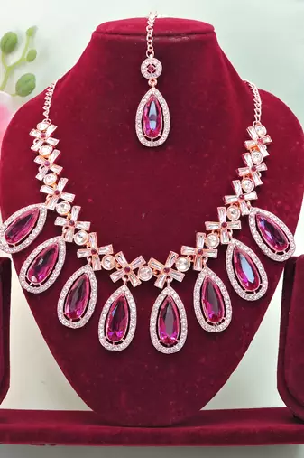 Purple designer premium festive wear necklace set