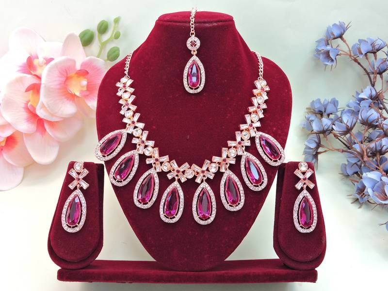 Purple designer premium festive wear necklace set