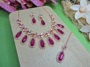 Purple designer premium festive wear necklace set 2