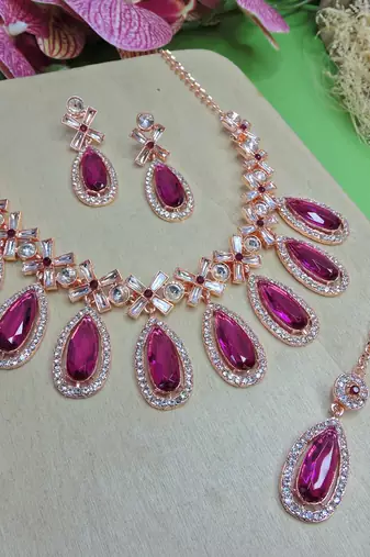 Purple designer premium festive wear necklace set