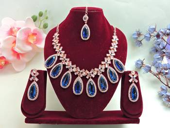 Turquoise designer premium festive wear necklace set 1