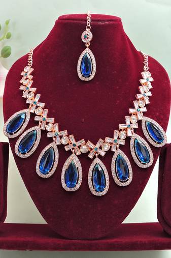 Turquoise designer premium festive wear necklace set