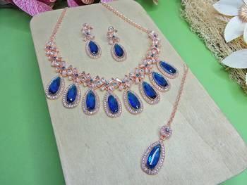 Turquoise designer premium festive wear necklace set 2