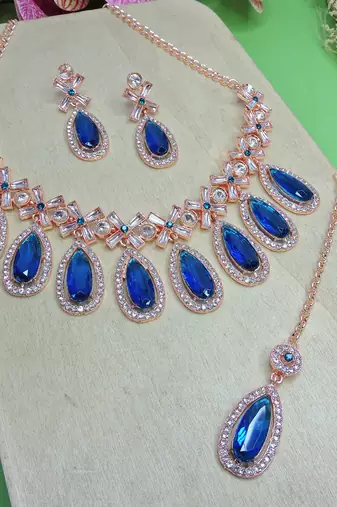 Turquoise designer premium festive wear necklace set