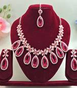 Pink designer premium festive wear necklace set