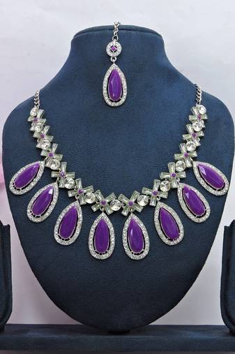 Purple designer premium festive wear necklace set