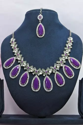 Purple designer premium festive wear necklace set
